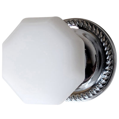 Georgian Roped Rosette with Octagon Milk Glass Door Knobs (Several Finishes Available)