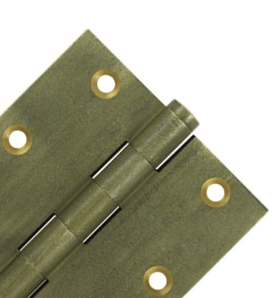 Antique Hardware 3 1/2 Inch X 3 1/2 Inch Solid Brass Hinge Interchangeable Finials (Square Corner) HINGE