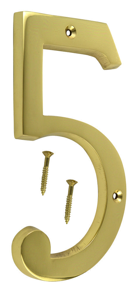 Antique Hardware 6 Inch Tall House Number 5 ADDRESS PLAQUE