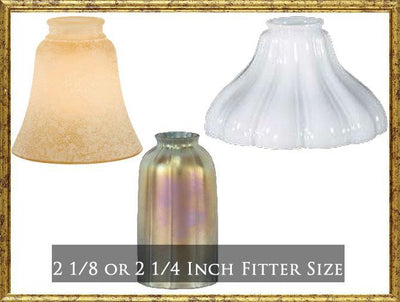 2 1/8 - 2 1/4 FITTER GLASS LAMP SHADE ANTIQUE HARDWARE SUPPLY