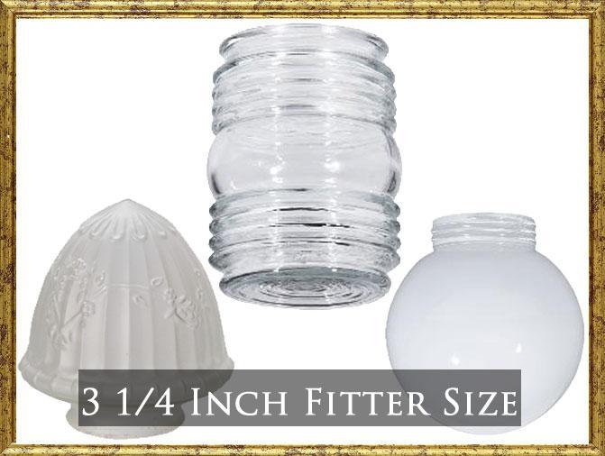 3 1/4 INCH FITTER GLASS LAMP SHADE ANTIQUE HARDWARE SUPPLY