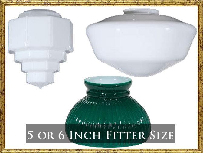 5 INCH AND 6 INCH FITTER SIZE GLASS LAMP SHADE ANTIQUE HARDWARE SUPPLY