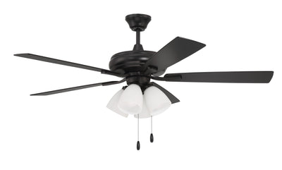 Antique Hardware 52" Eos Frost 4 Light in Flat Black w/ Flat Black/Greywood Blades Ceiling Fan