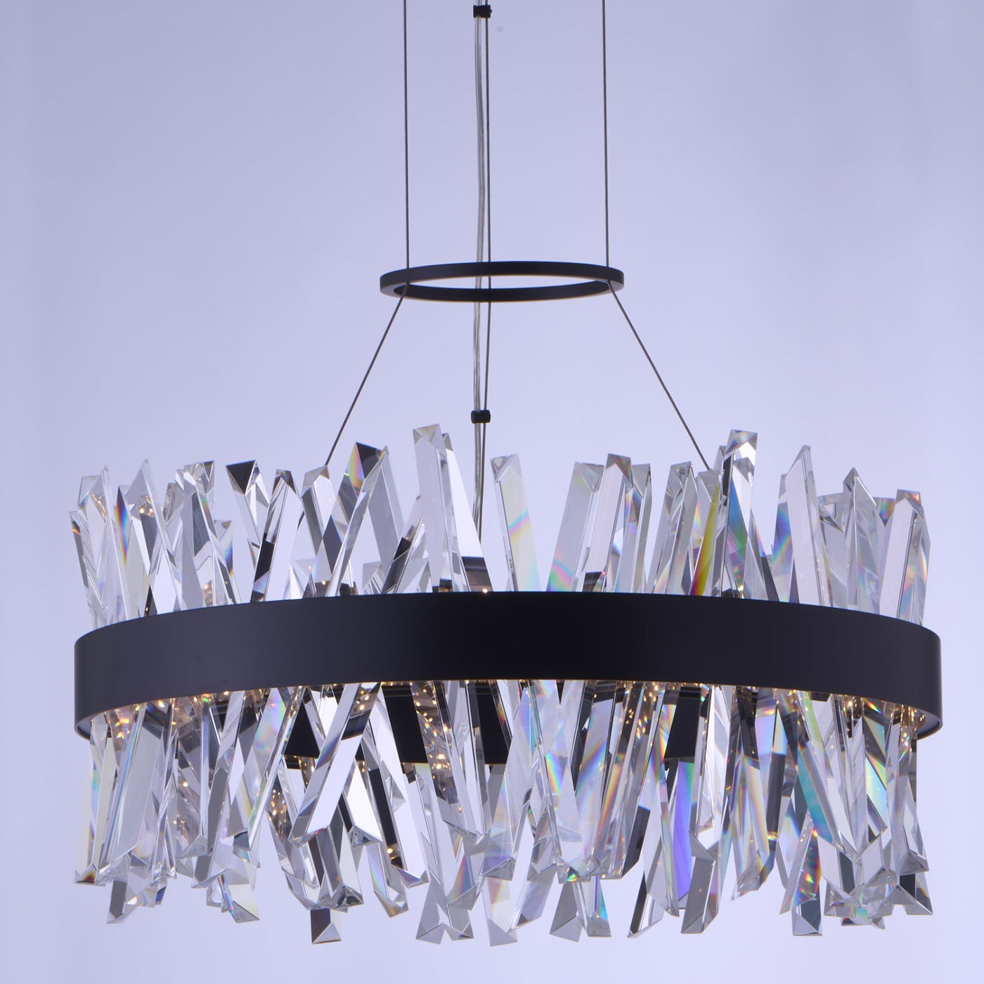 ##Antique Hardware## Glacier 25 in LED Round Pendant Matte Black