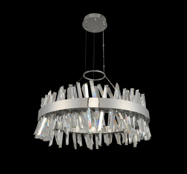 ##Antique Hardware## Glacier 32 Inch Round LED Pendant Chrome