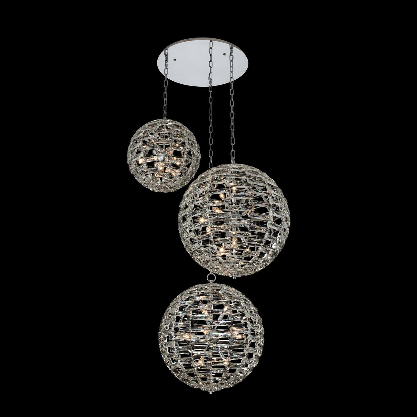 Antique Hardware Alta 3 Orb Multi Drop Foyer (18"+18"+18") Pendant