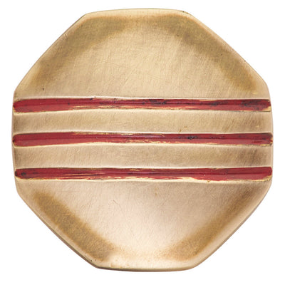 Antique Hardware 1 Inch Triple Red Striped Octagon Solid Brass Cabinet and Furniture Knob CABINET KNOB