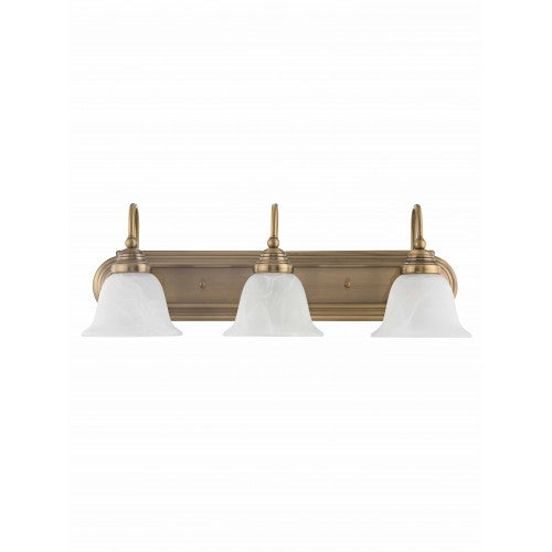 ##Antique Hardware## 3 Light Antique Brass Bath Light