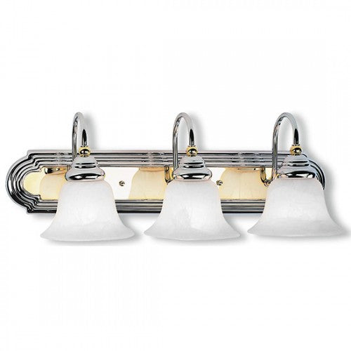 ##Antique Hardware## 3 Light Polished Chrome & Polished Brass Bath Light