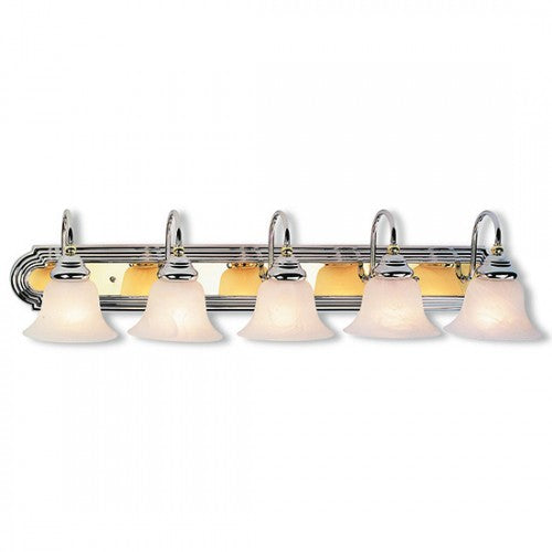 ##Antique Hardware## 5 Light Polished Chrome & Polished Brass Bath Light