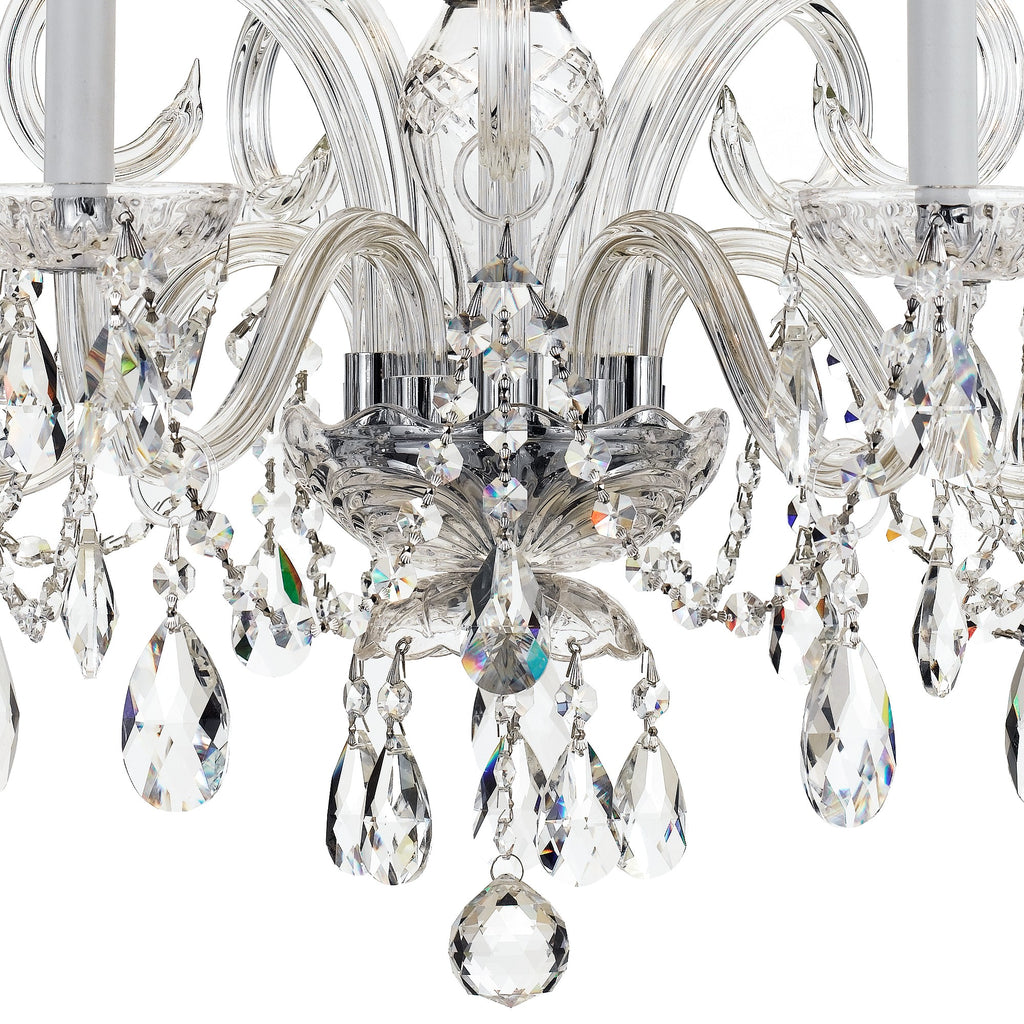 ##Antique Hardware## Traditional Crystal 5 Light Hand Cut Crystal Polished Chrome Chandelier