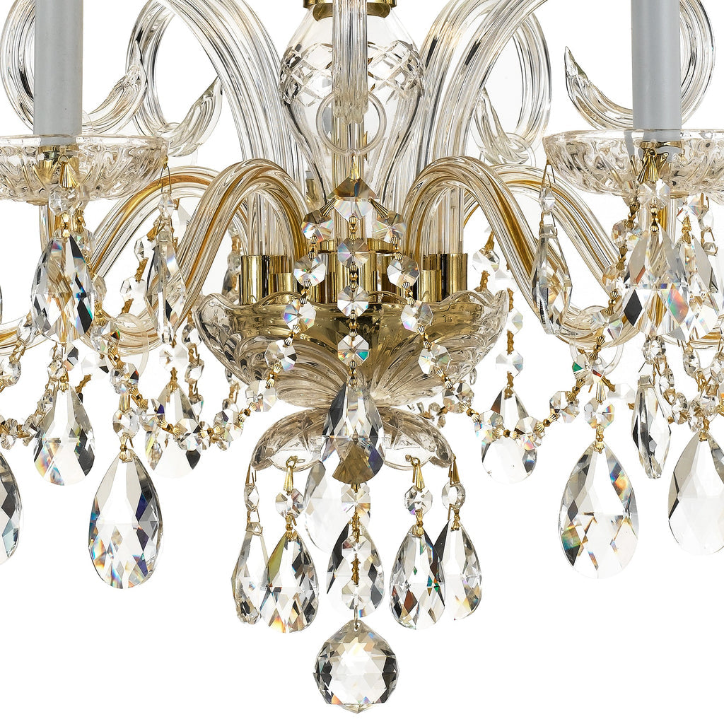 ##Antique Hardware## Traditional Crystal 5 Light Hand Cut Crystal Polished Brass Chandelier