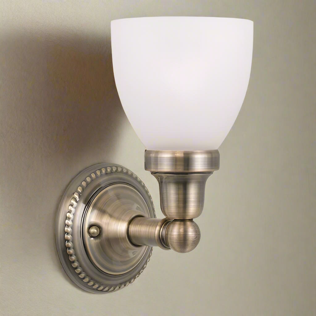 ##Antique Hardware## 1 Light Antique Brass Bath Light
