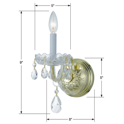 ##Antique Hardware## Traditional Crystal 1 Light Swarovski Strass Polished Brass Sconce