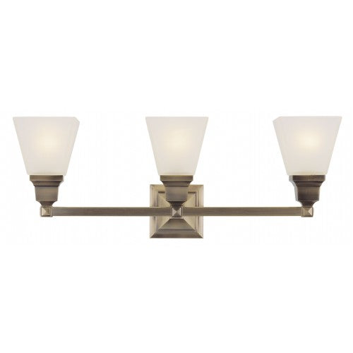 ##Antique Hardware## 3 Light Antique Brass Bath Light