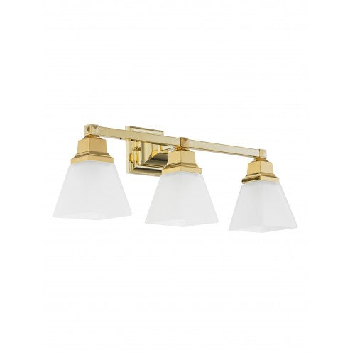 ##Antique Hardware## 3 Light Polished Brass Bath Light
