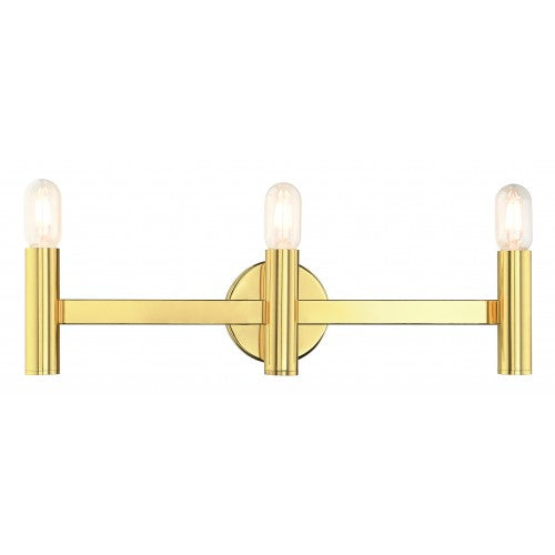 ##Antique Hardware## 3 Light Polished Brass ADA Vanity Sconce