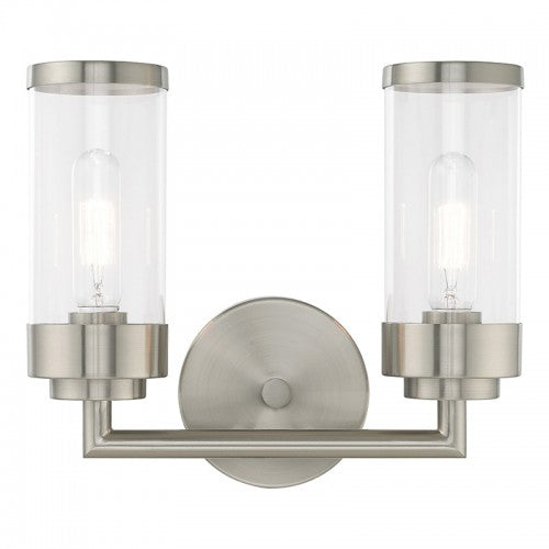 ##Antique Hardware## 2 Light Brushed Nickel Bath Vanity