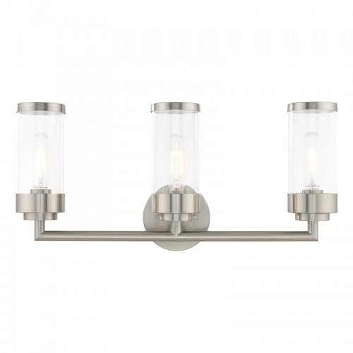 ##Antique Hardware## 3 Light Brushed Nickel Bath Vanity