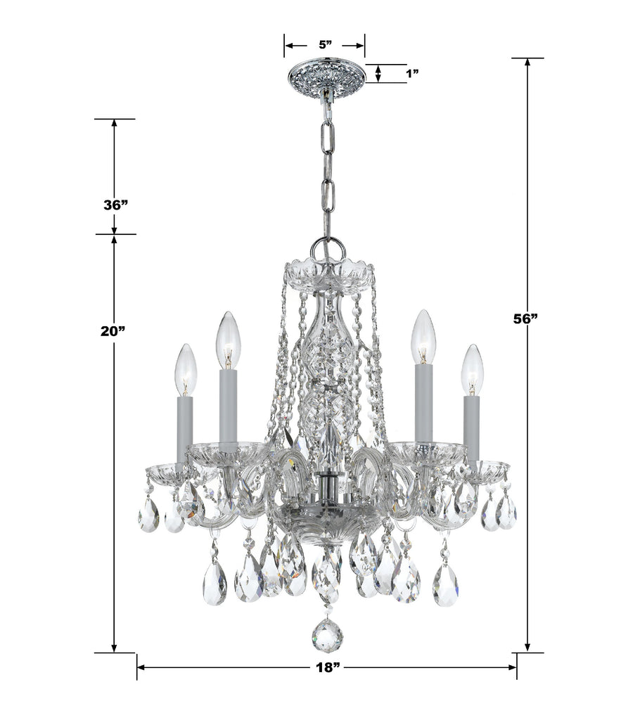 ##Antique Hardware## Traditional Crystal 5 Light Hand Cut Crystal Polished Chrome Chandelier