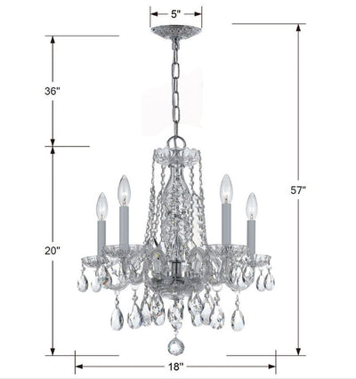 ##Antique Hardware## Traditional Crystal 5 Light Spectra Crystal Polished Chrome Chandelier