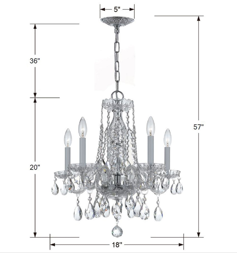 ##Antique Hardware## Traditional Crystal 5 Light Swarovski Strass Crystal Polished Chrome Chandelier