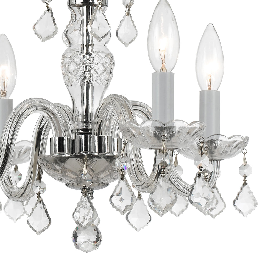 ##Antique Hardware## Traditional Crystal 4 Light Spectra Crystal Polished Chrome Mini Chandelier