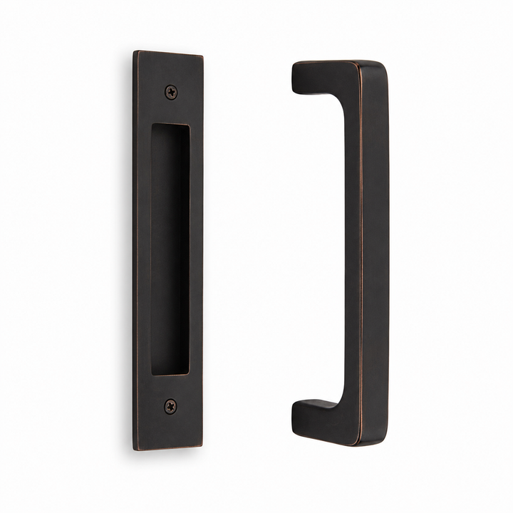 10 Inch Solid Brass Modern Rectangular Brisbane Door Pull Set