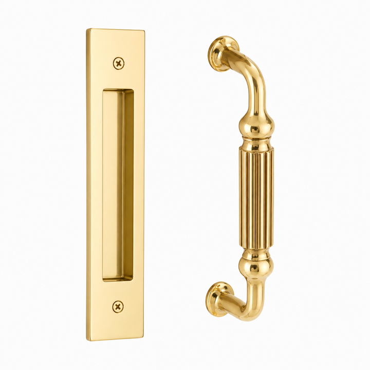 10 Inch Solid Brass Modern Rectangular Knoxville Door Pull Set