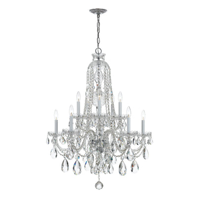 ##Antique Hardware## Traditional Crystal 10 Light Hand Cut Crystal Polished Chrome Chandelier