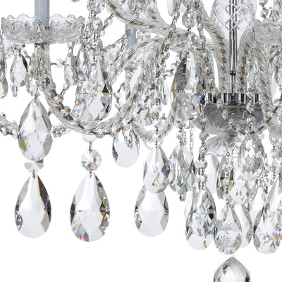 ##Antique Hardware## Traditional Crystal 12 Light Hand Cut Crystal Polished Chrome Chandelier