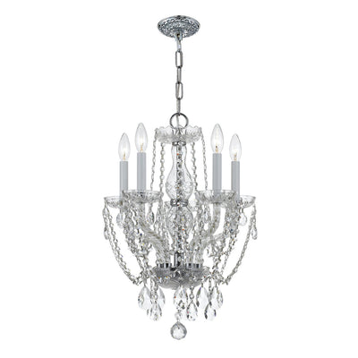 ##Antique Hardware## Traditional Crystal 5 Light Swarovski Strass Crystal Polished Chrome Mini Chandelier