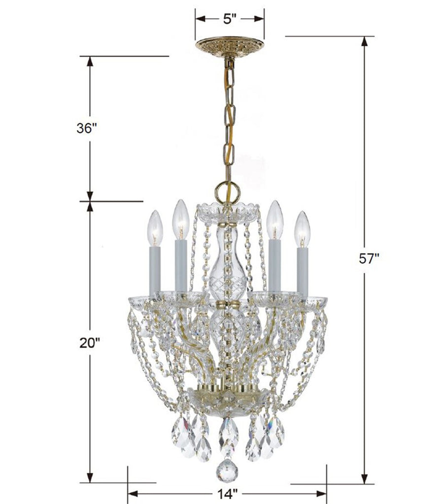 ##Antique Hardware## Traditional Crystal 5 Light Swarovski Strass Crystal Polished Brass Mini Chandelier