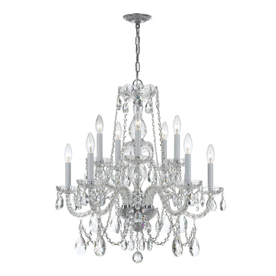 ##Antique Hardware## Traditional Crystal 10 Light Hand Cut Crystal Polished Chrome Chandelier