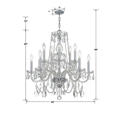 ##Antique Hardware## Traditional Crystal 10 Light Spectra Crystal Polished Chrome Chandelier