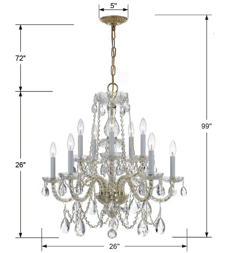 ##Antique Hardware## Traditional Crystal 10 Light Hand Cut Crystal Polished Brass Chandelier