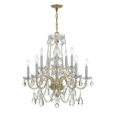 ##Antique Hardware## Traditional Crystal 10 Light Spectra Crystal Polished Brass Chandelier