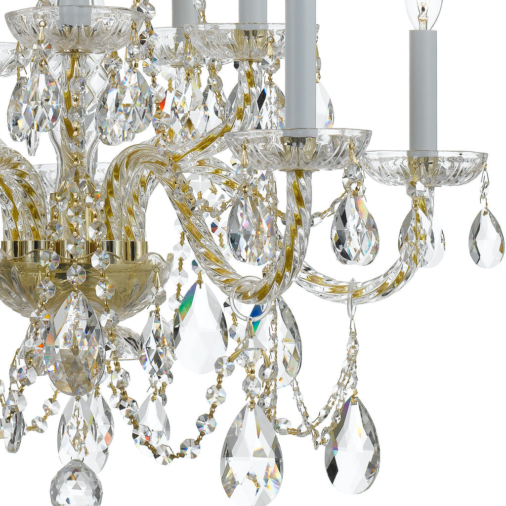 ##Antique Hardware## Traditional Crystal 10 Light Spectra Crystal Polished Brass Chandelier