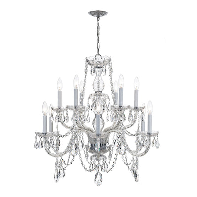 ##Antique Hardware## Traditional Crystal 12 Light Spectra Crystal Polished Chrome Chandelier