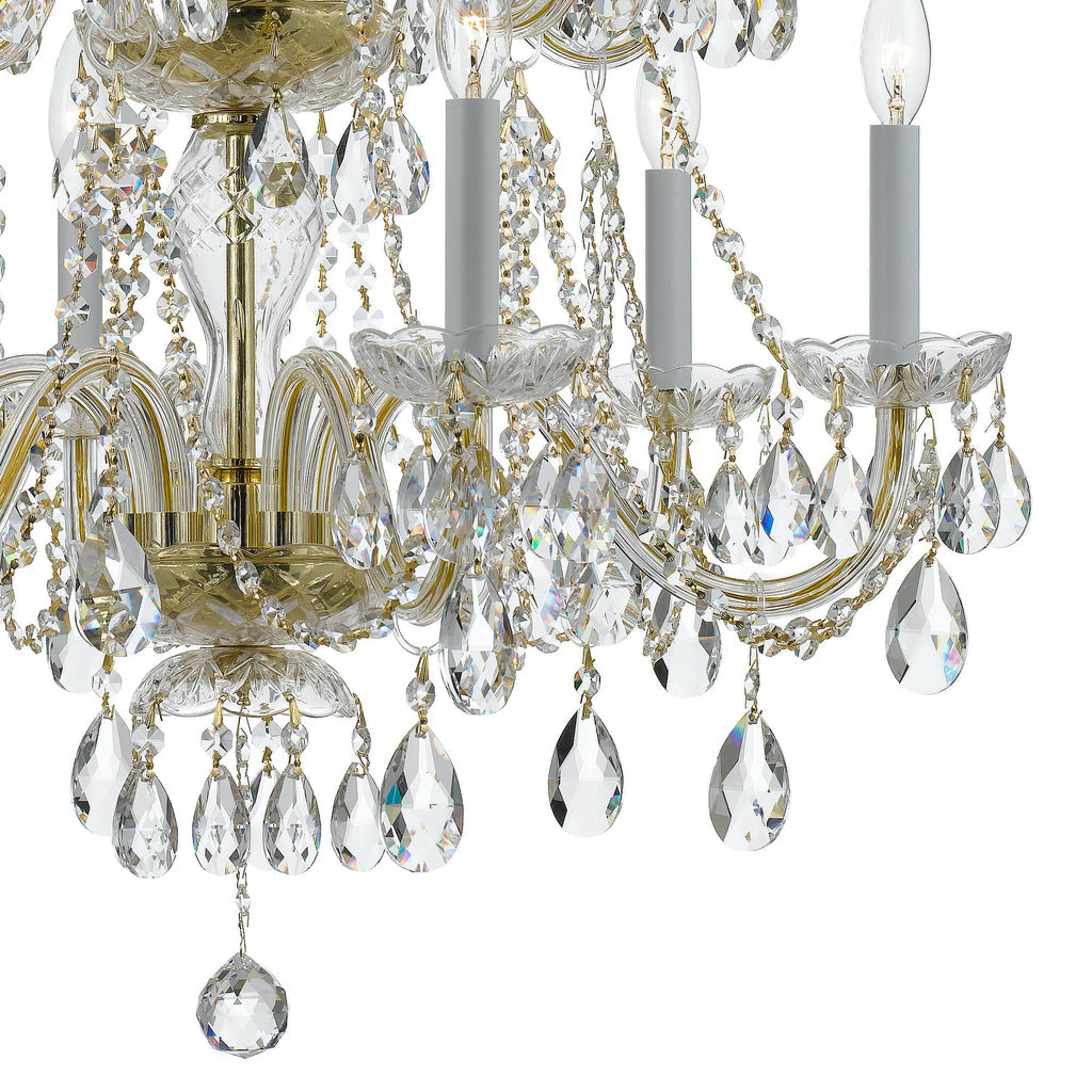 ##Antique Hardware## Traditional Crystal 12 Light Spectra Crystal Polished Brass Chandelier