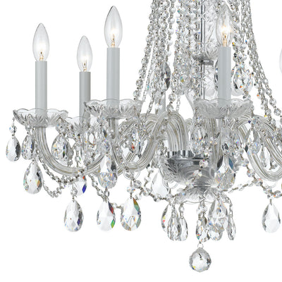 ##Antique Hardware## Traditional Crystal 8 Light Hand Cut Crystal Polished Chrome Chandelier