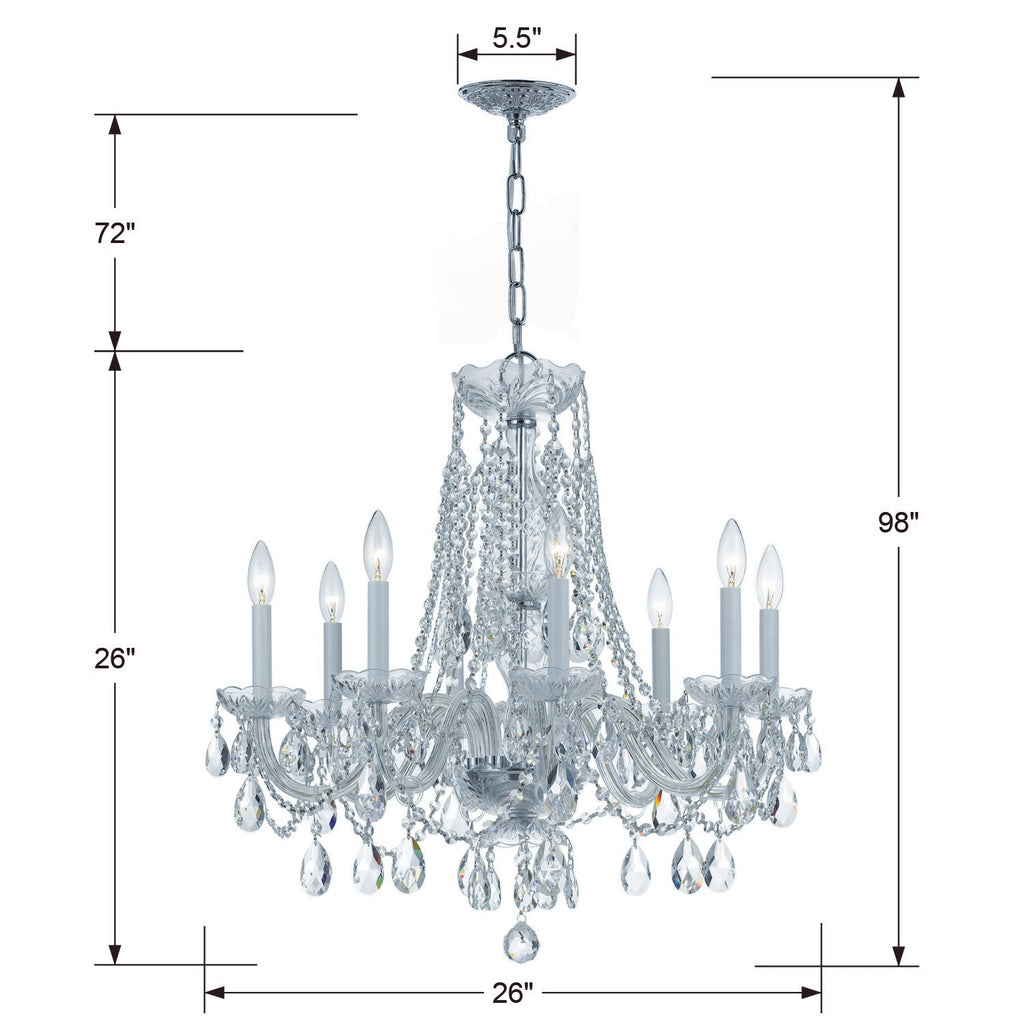 ##Antique Hardware## Traditional Crystal 8 Light Hand Cut Crystal Polished Chrome Chandelier