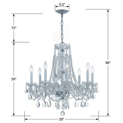 ##Antique Hardware## Traditional Crystal 8 Light Hand Cut Crystal Polished Chrome Chandelier