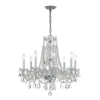 ##Antique Hardware## Traditional Crystal 8 Light Swarovski Strass Crystal Polished Chrome Chandelier