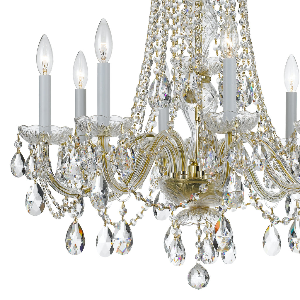 ##Antique Hardware## Traditional Crystal 8 Light Spectra Crystal Polished Brass Chandelier