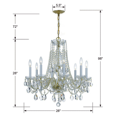 ##Antique Hardware## Traditional Crystal 8 Light Spectra Crystal Polished Brass Chandelier