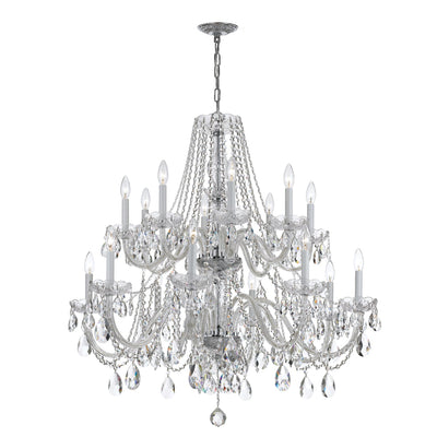 ##Antique Hardware## Traditional Crystal 16 Light Hand Cut Crystal Polished Chrome Chandelier