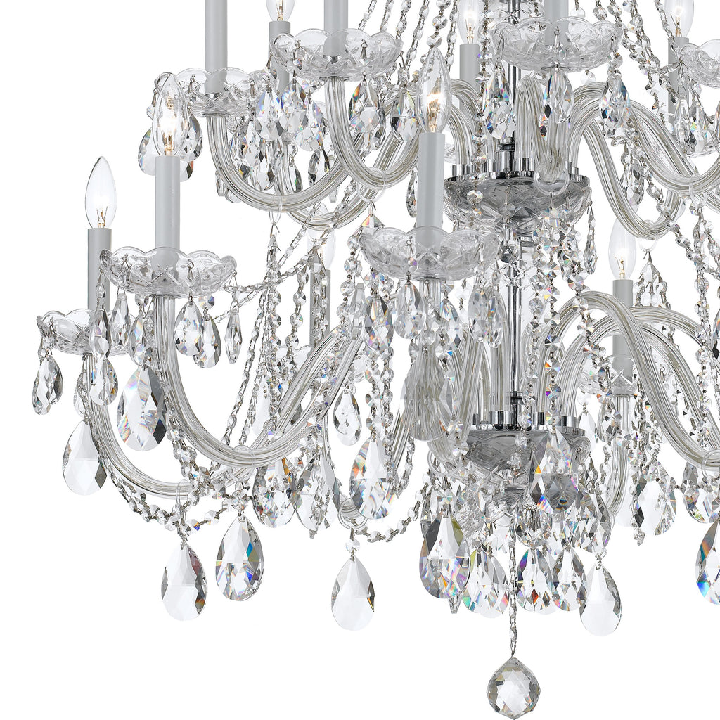 ##Antique Hardware## Traditional Crystal 16 Light Hand Cut Crystal Polished Chrome Chandelier