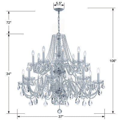 ##Antique Hardware## Traditional Crystal 16 Light Spectra Crystal Polished Chrome Chandelier