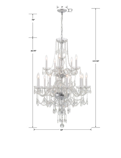 ##Antique Hardware## Traditional Crystal 15 Light Hand Cut Crystal Polished Chrome Chandelier